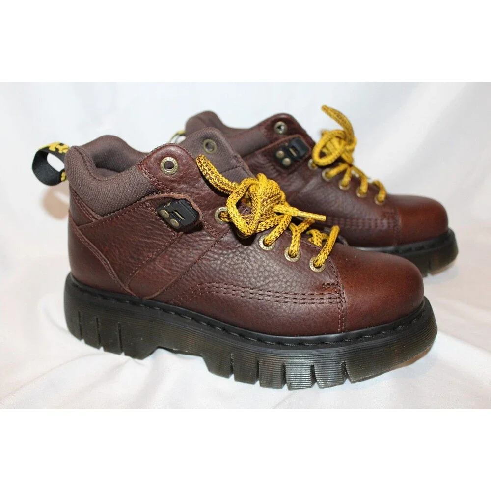 DR. MARTENS‎ WOMEN'S WOODARD GRIZZLY HIKER PLATFORM SHOES BROWN NWOB 10